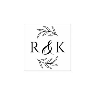 Botanische bladeren krans Ampersand Initialen brui Rubberstempel