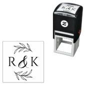 Botanische bladeren krans Ampersand Initialen brui Zelfinktende Stempel (In situ)