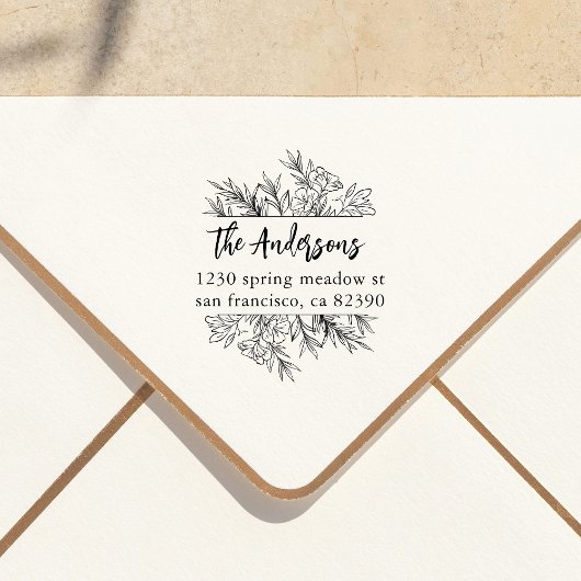 Botanische bladeren Lijst familienaam retouradres Rubberstempel