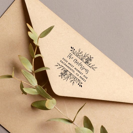 Botanische bladeren Lijst familienaam retouradres Rubberstempel