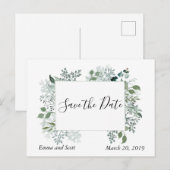 Botanische bladeren loof bruiloft opslaan van de d aankondigingskaart (Voorkant / Achterkant)