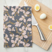 Botanische bladeren met bloemen en bessen theedoek (Quarter Fold)