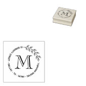 Botanische bladeren met rond monogram rubberstempel (Gestempeld)