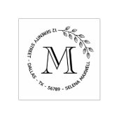 Botanische bladeren met rond monogram rubberstempel (Afrduk)
