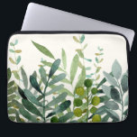Botanische bladeren met tuinvormige Waterverf Laptop Sleeve<br><div class="desc">Waterverf,  bijtend botanische bladeren,  laptophoes</div>