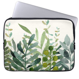 Botanische bladeren met tuinvormige Waterverf Laptop Sleeve