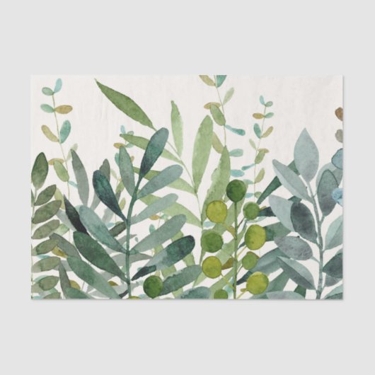 Botanische bladeren met tuinvormige Waterverf  Tissuepapier (Voorkant)