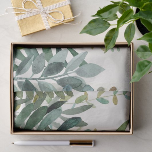 Botanische bladeren met tuinvormige Waterverf  Tissuepapier (Geschenk)