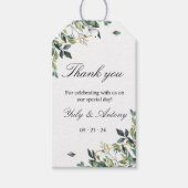 Botanische bladeren, moderne dank u huwelijkscadea cadeaulabel (Voorkant)