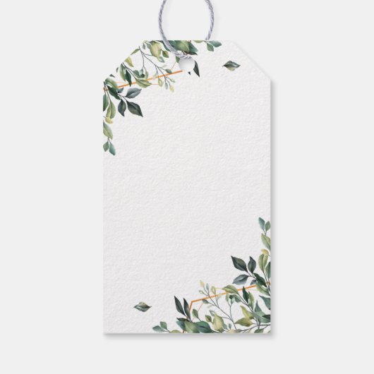 Botanische bladeren, moderne dank u huwelijkscadea cadeaulabel (Achterkant)