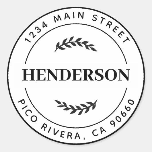 Botanische bladeren Moderne ronde retour adres Ronde Sticker (Voorkant)