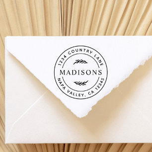 Botanische bladeren Moderne ronde retour adres Rubberstempel
