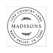 Botanische bladeren Moderne ronde retour adres Zelfinktende Stempel (Design)