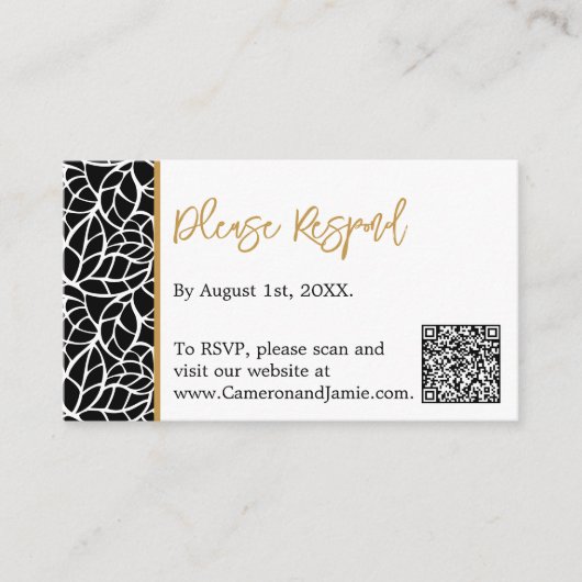 Botanische bladeren patroon grens online RSVP Informatiekaartje (Voorkant)