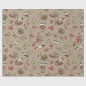 botanische bladeren Planten van bessen en vogels Cadeaupapier (Vlak)