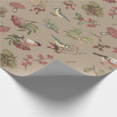 botanische bladeren Planten van bessen en vogels Cadeaupapier (Hoek)