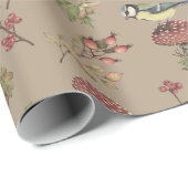 botanische bladeren Planten van bessen en vogels Cadeaupapier (Rol Hoek)