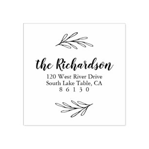 Botanische bladeren Retouradres Zelfinkt Rubberstempel