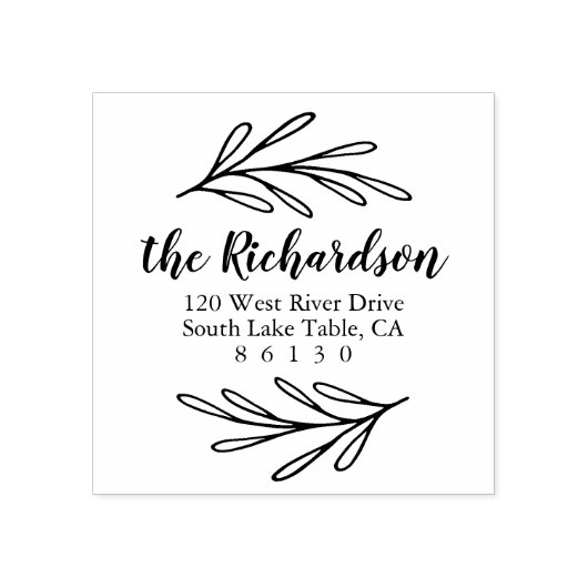 Botanische bladeren Retouradres Zelfinkt Rubberstempel (Afrduk)