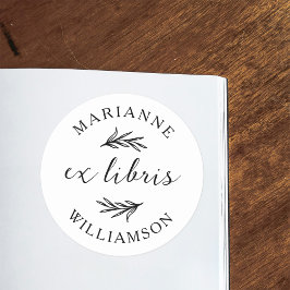 Botanische bladeren Ronde naam Ex Libris Boekplaat Sticker