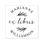 Botanische bladeren Ronde naam Ex Libris Boekplaat Zelfinktende Stempel (Design)