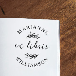 Botanische bladeren Ronde naam Ex Libris Boekplaat Zelfinktende Stempel