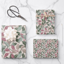 Botanische Bladeren Salie Groen Stof Roze Bloemmot