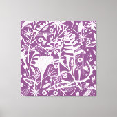 Botanische bladeren Silhouet Paarse en wit Canvas Afdruk (Voorkant)