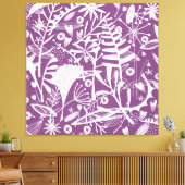 Botanische bladeren Silhouet Paarse en wit Canvas Afdruk (Insitu (Woonkamer))