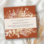 Botanische bladeren Terracotta Cream Square Wedden Kaart