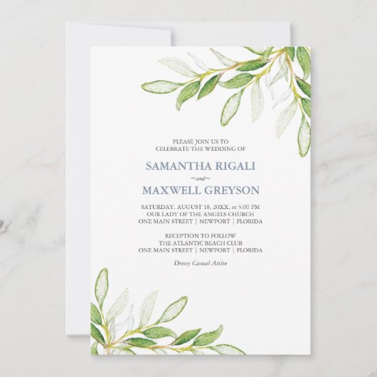 Botanische bladeren tuin bruiloft uitnodiging (Voorkant)