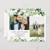 Botanische bladeren | Twee foto's bruiloft bedankt Briefkaart (Voorkant / Achterkant)