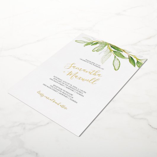 Botanische bladeren Uitnodiging tot Folie van het (Gedraaid)