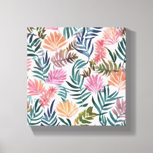 Botanische bladeren Waterverf | Bloemenkleurig Sch Canvas Afdruk (Voorkant)