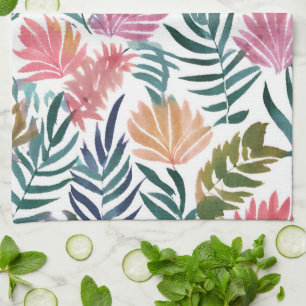 Botanische bladeren waterverf Bloemrijk kleurrij Theedoek