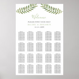 botanische bladeren waterverf trouwzitje poster