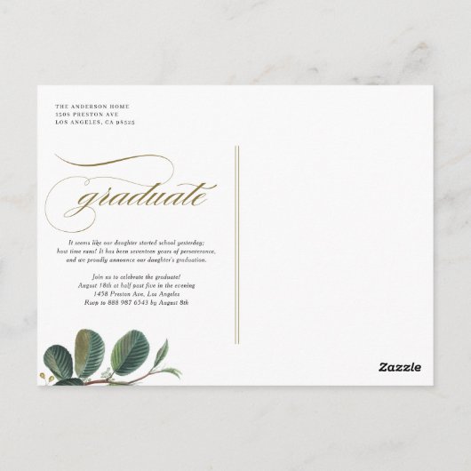  botanische bladeren Witte foto Afstuderen Briefkaart (Achterkant)