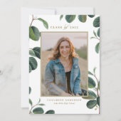 botanische bladeren Witte foto Afstuderen Kaart (Voorkant)