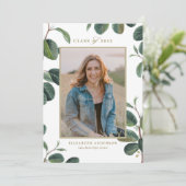 botanische bladeren Witte foto Afstuderen Kaart (Staand voorkant)