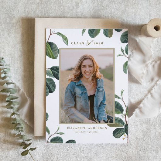  botanische bladeren Witte foto Afstuderen Kaart