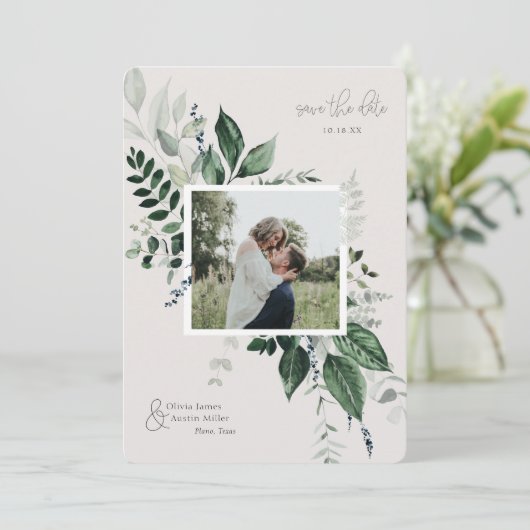 Botanische Bladerige Groene Foto Frame Bewaar de D (Staand voorkant)
