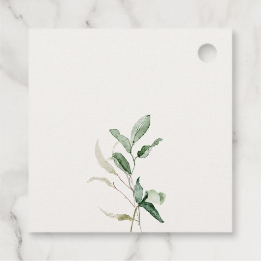 Botanische Bladerige Waterverf Bruiloftsdouche Bedankjes Labels (Achterkant)