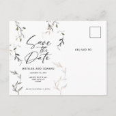 Botanische bladfotobruiloft met kettingblad aankondigingskaart (Achterkant)