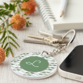 Botanische bladgroen handgetekend patroon    sleutelhanger (Voorkant Rechts)