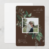 Botanische bladgroene fotolijst save the date (Voorkant / Achterkant)