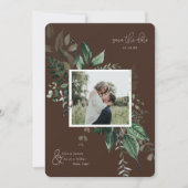 Botanische bladgroene fotolijst save the date (Voorkant)
