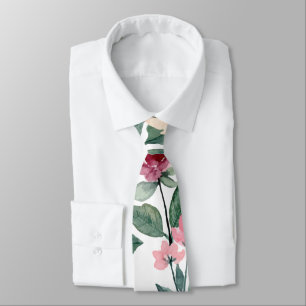 Botanische bladgroenpil Blush Bourgogne Peach  Stropdas