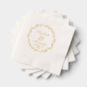 Botanische Bladkrans #14 Paar Namen Datum Script Folie Servetten (Insitu (Gestapeld))