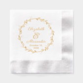 Botanische Bladkrans #14 Paar Namen Datum Script Folie Servetten (Voorkant)