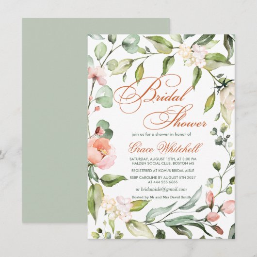 Botanische bladkrans, bloemen Vrijgezellenfeest Kaart (Voorkant / Achterkant)